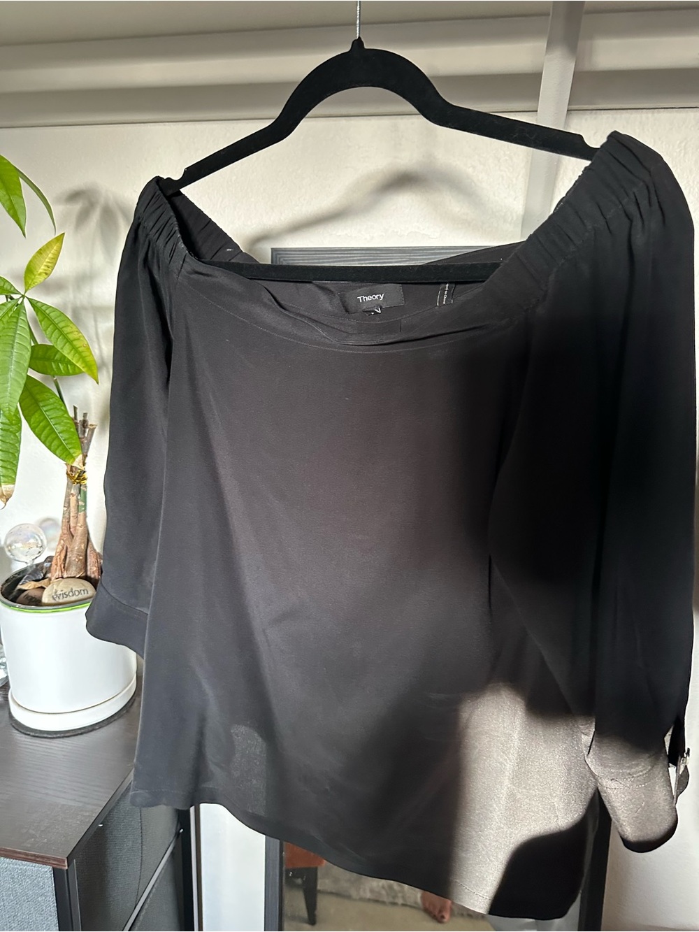Theory Black Off-Shoulder Blouse